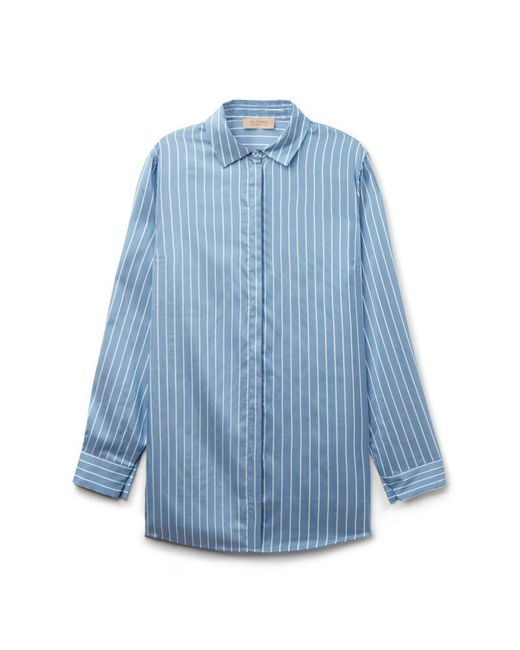 Falconeri Blue Long-sleeved Striped Silk Shirt