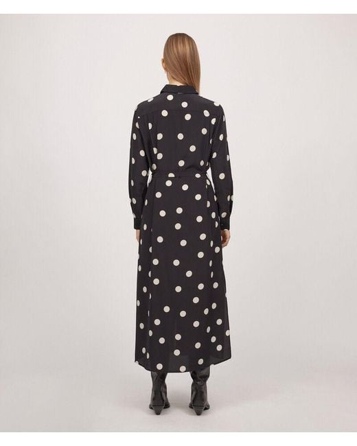 Falconeri Black Long-sleeved Dress In Printed Silk