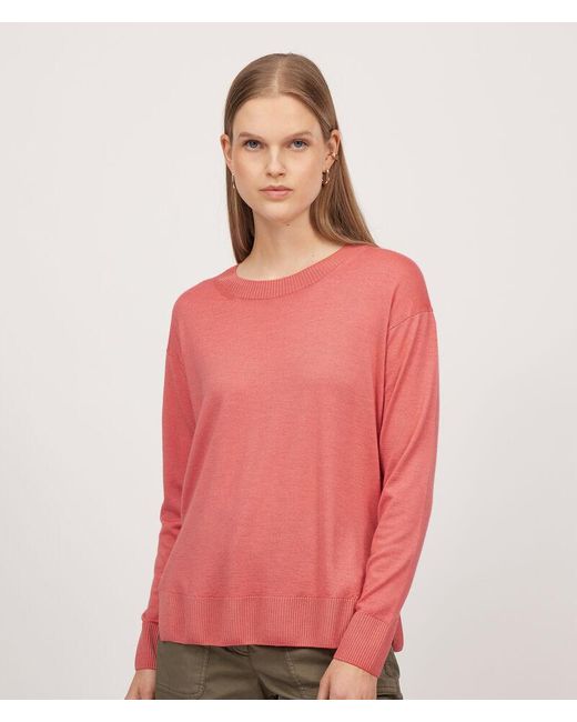 Falconeri Pink Round-neck Cashmere Jumper With Slits
