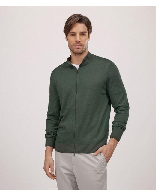 Falconeri Green Ultrafine Cashmere Zip-up Cardigan for men