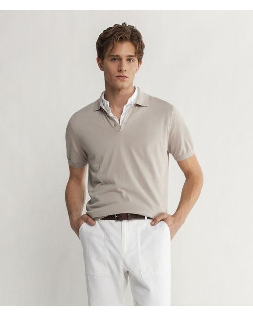 Falconeri Natural Short-sleeved Fresh Cotton Polo Shirt for men