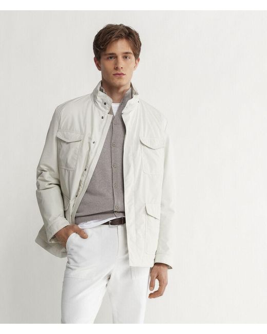 Falconeri White Cashmere Technical Fabric Safari Jacket for men