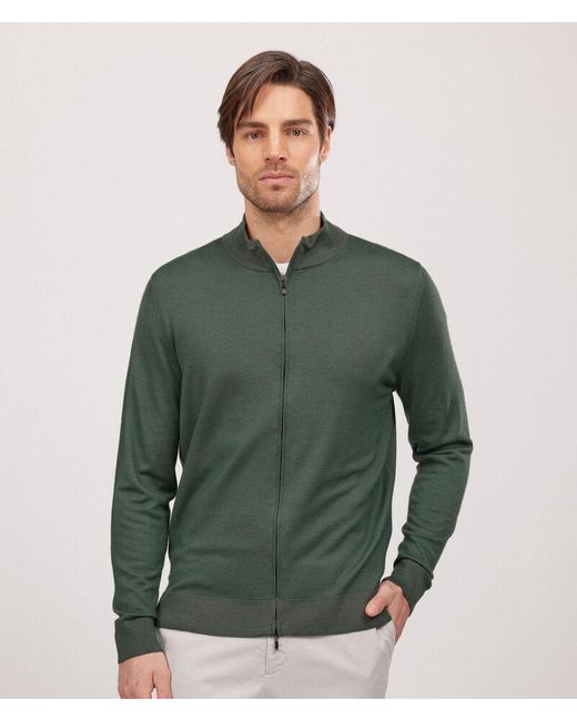 Falconeri Green Ultrafine Cashmere Zip-up Cardigan for men