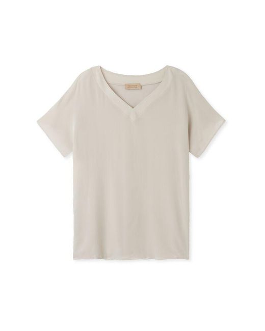 Falconeri White Silk V-neck Kimono T-shirt