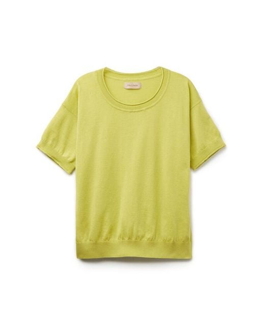 Falconeri Yellow Short-sleeved Round-neck Cotton Jumper
