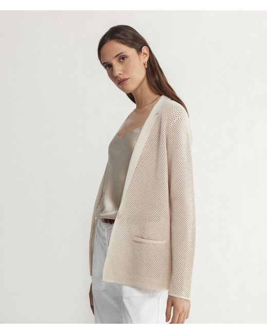 Falconeri White Two-tone Crochet-knit Jacket