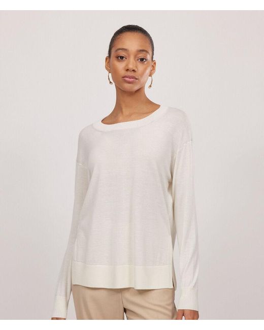Falconeri Natural Round-neck Cashmere Jumper With Slits