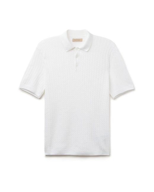 Falconeri White Short-sleeved Ribbed Cable-knit Polo Shirt for men
