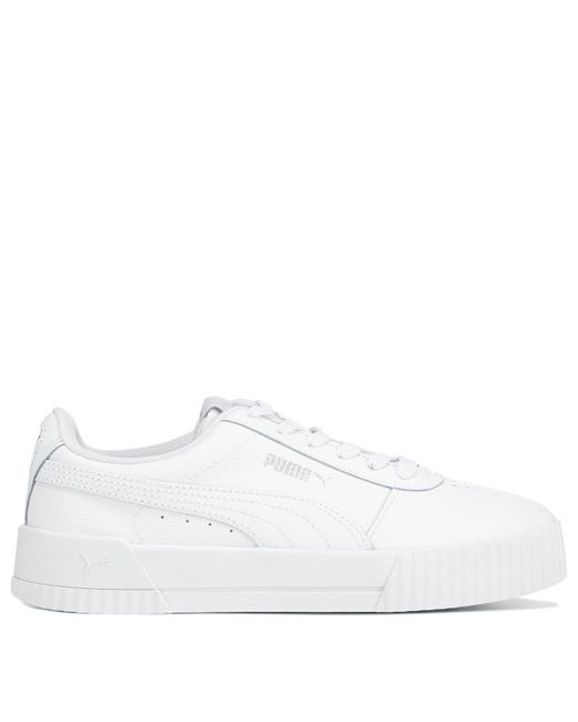 PUMA Carina Leather Casual Sneakers From Finish Line in White, Silver (White) - Save 17% - Lyst