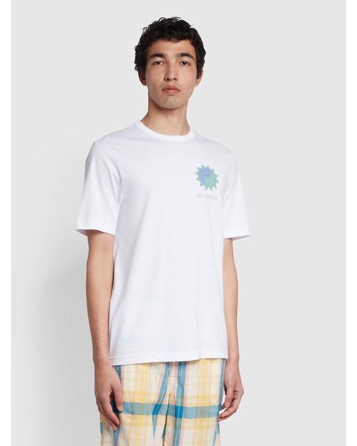 Farah White Mackey Regular Fit Organic Cotton T-Shirt for men