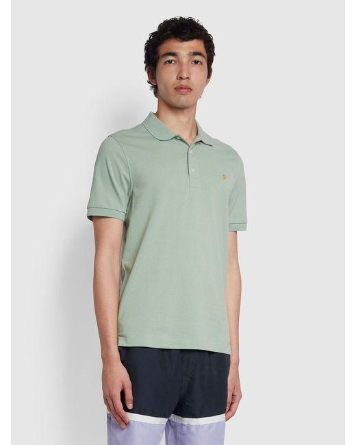 Farah Green Blanes Slim Fit Organic Cotton Polo Shirt for men