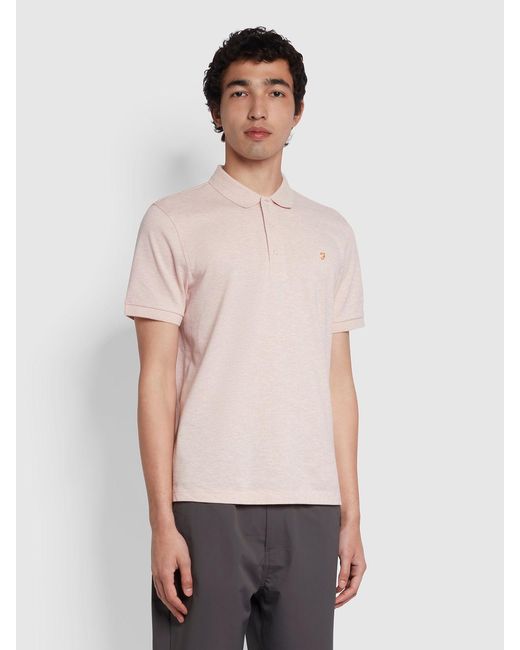 Farah Pink Blanes Slim Fit Organic Cotton Polo Shirt for men