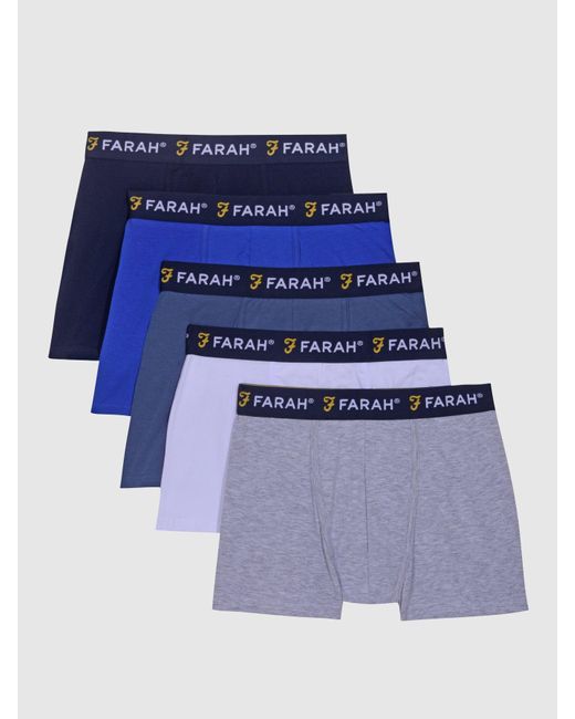 Farah Blue 5 Pack Augustus Boxers for men