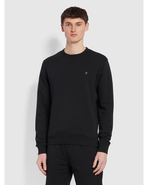 Farah Black Tim Tall Fit Organic Cotton Crew Neck Sweatshirt for men