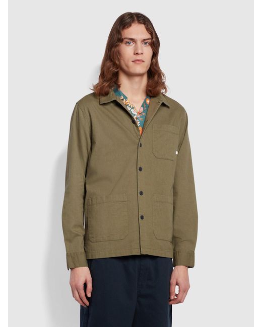 Farah Green Leckie Plain Long Sleeve Shirt for men