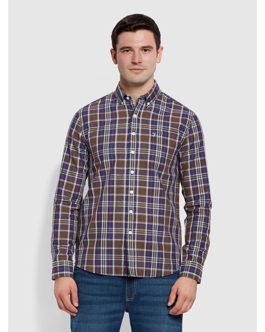 Farah Red Edina Modern Fit Check Oxford Shirt for men