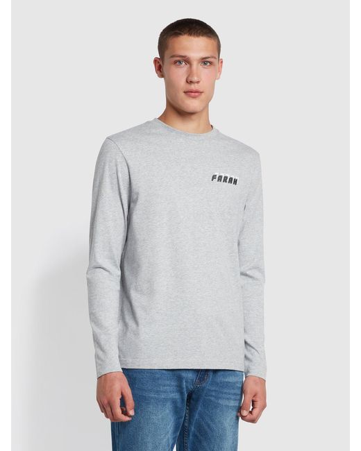 Farah Gray Aspin Regular Fit Organic Cotton Graphic T-Shirt for men