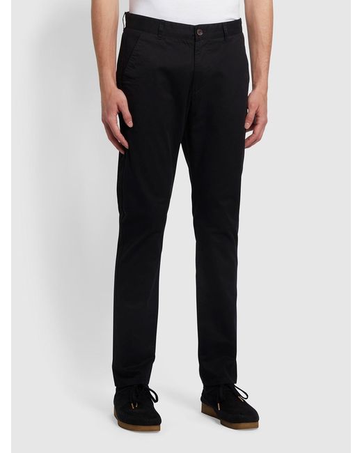Farah Black Elm Regular Fit Organic Cotton Twill Chinos for men