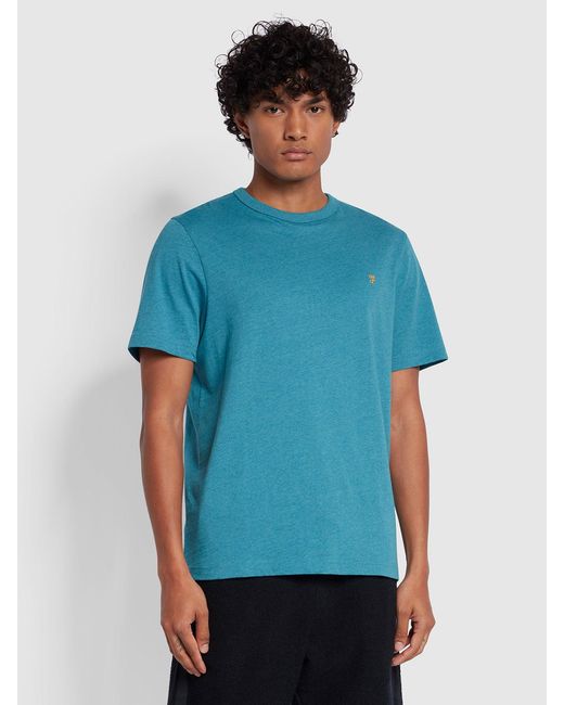 Farah Blue Danny Regular Fit Organic Cotton T-Shirt for men