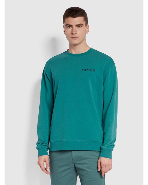 Farah Green Sur Relaxed Fit Graphic Print Crew Sweatshirt for men