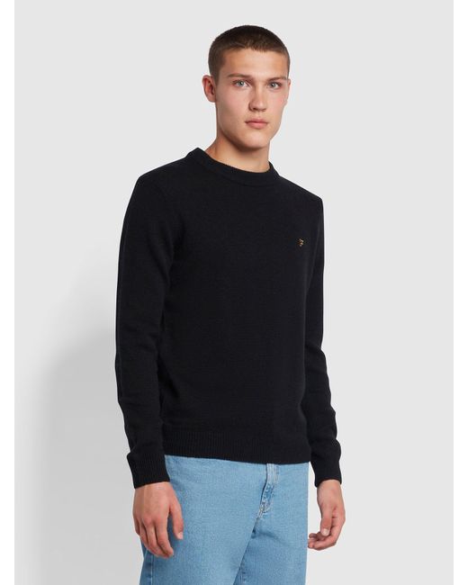 Farah Black Birchall Slim Fit Crew Neck Jumper for men