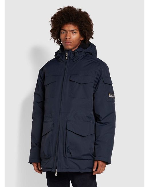 Farah Blue Calgary Regular Fit Parka Jacket for men