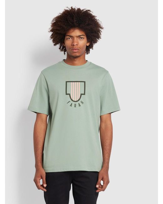 Farah Green Faulk Regular Fit Organic Cotton Graphic T-Shirt for men