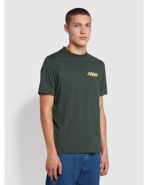Farah Green Vere Regular Fit Organic Cotton Graphic T-Shirt for men