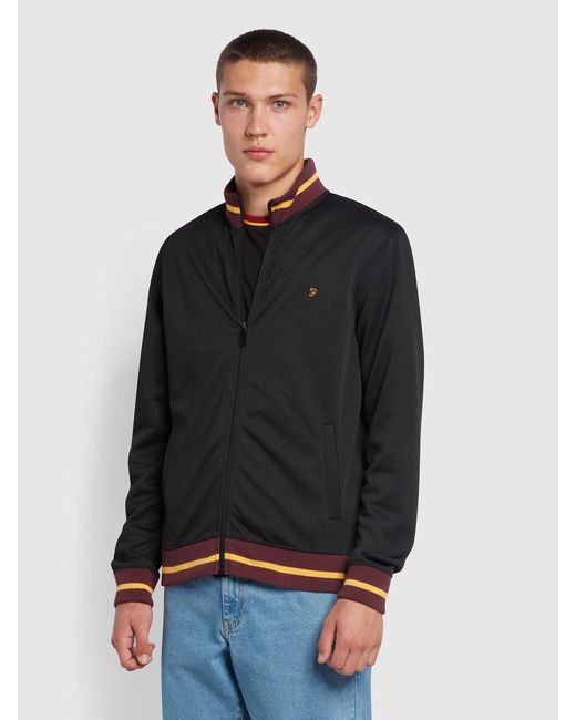 Farah Black Douglas Regular Fit Track Jacket for men