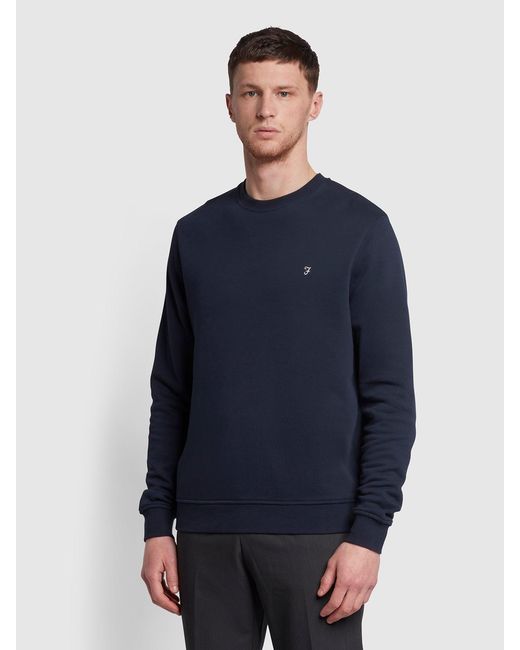 Farah Blue Fulwood Mordern Fit Crew Neck Sweatshirt for men