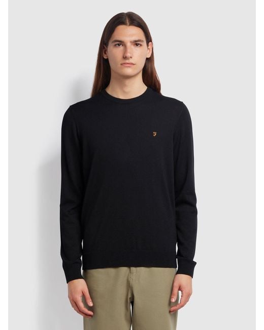 Farah Black 'mullen' Merino Wool Jumper for men