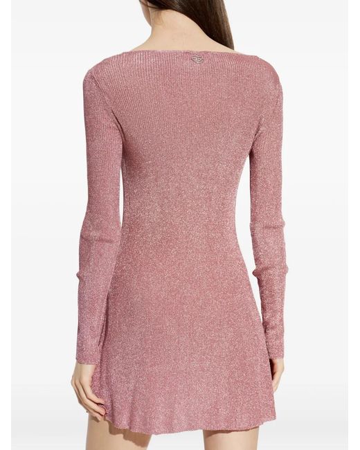 DIESEL Pink M-Dalila V-Neck Long-Sleeved Mini Dress