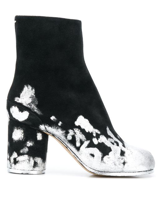 maison margiela black mid heel tabi boots