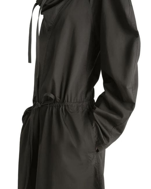 Lemaire Black Vareuse Raglan-Sleeve Drawstring Midi Dress