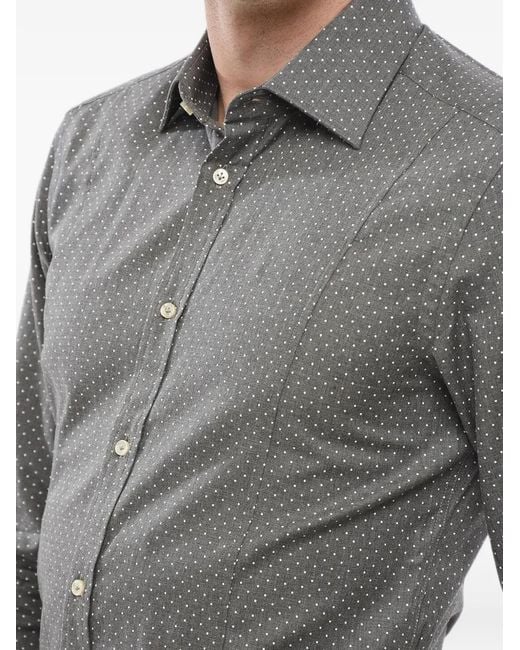 Brian Dales Gray Polka-Dot French-Collar Shirt for men