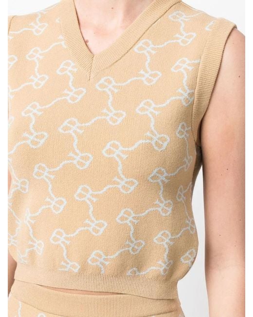 ROKH Natural Monogram Pattern Knitted Vest