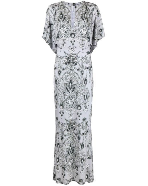 Norma Kamali Obie Graphic-print Gown in Gray | Lyst