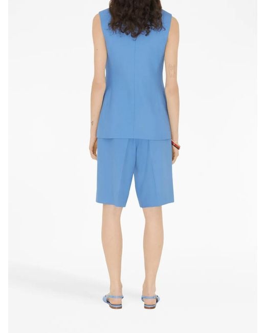 Burberry Blue Short Wool Tailored Shorts