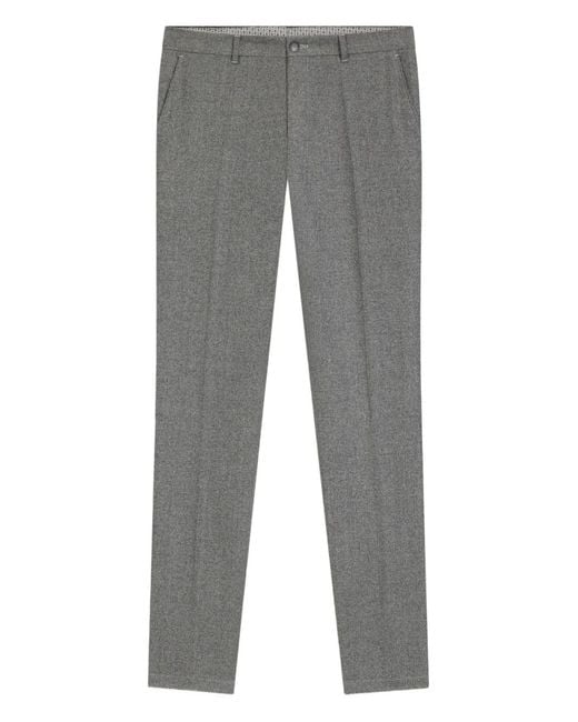 Boss Gray Herringbone Trousers for men