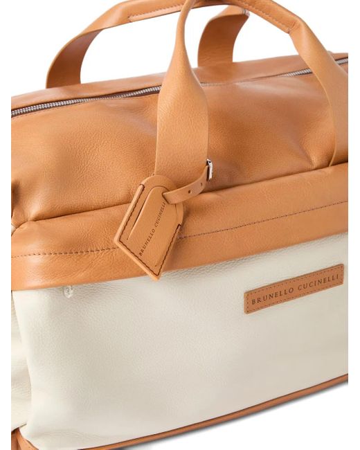 Brunello Cucinelli Reisetasche aus Leder in Natural für Herren