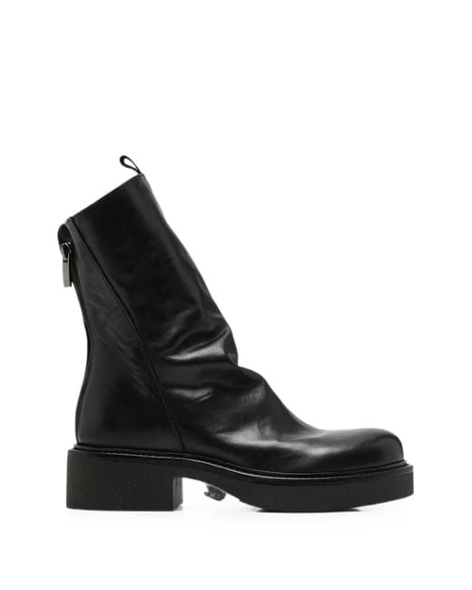 METISSE Black Slouchy Rear-Zip Ankle Boots