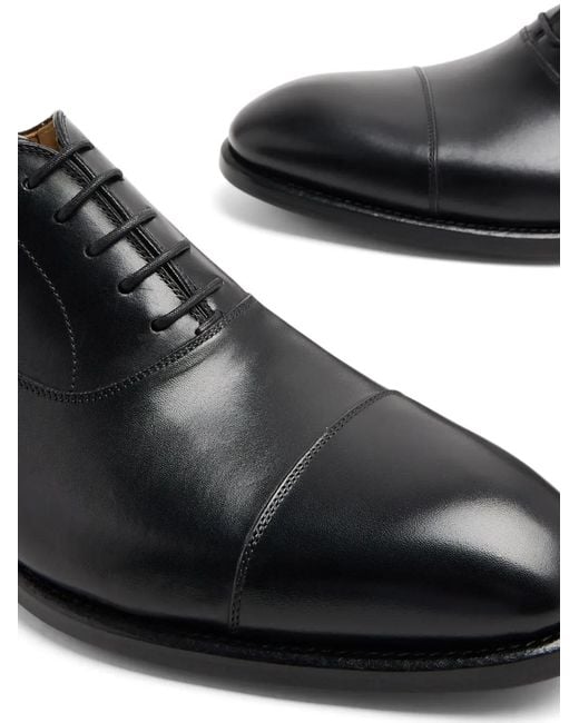 Magnanni Shoes Black Tonal-Stitching Leather Oxford Shoes for men