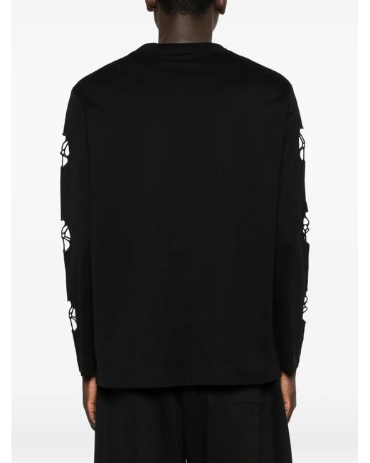 Simone Rocha Black Cut-Out Long-Sleeve T-Shirt for men