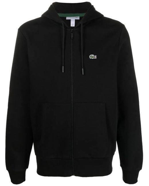 Lacoste Logo Zipped Up Hoodie Black for men