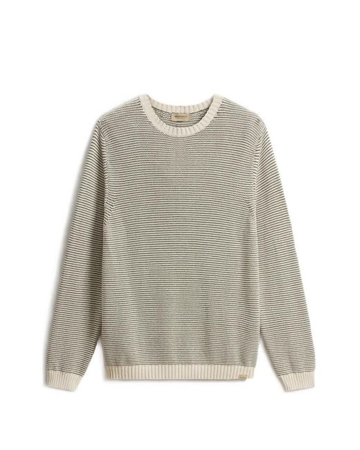Woolrich Gray Striped Crew-Neck Sweater for men