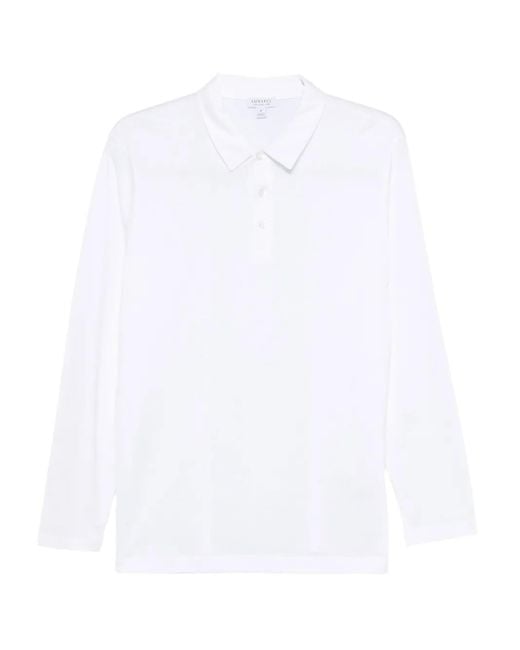 Sunspel White Buttoned Polo Shirt for men
