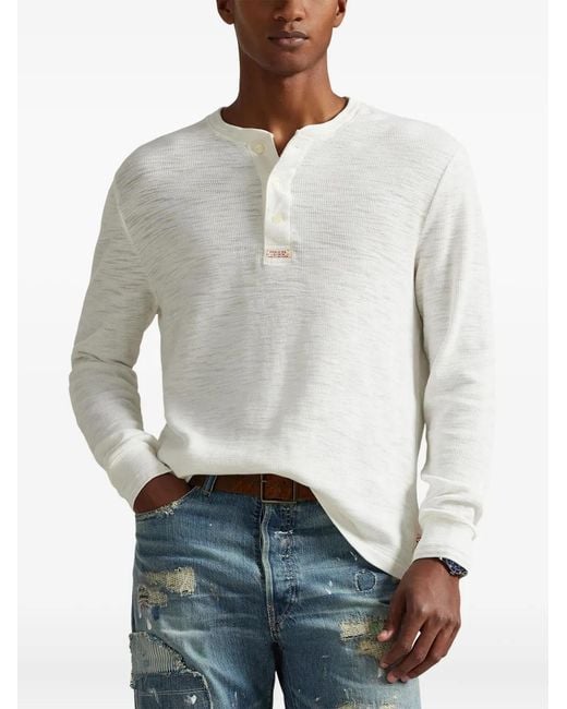 Polo Ralph Lauren White Henley Long-Sleeve Top for men