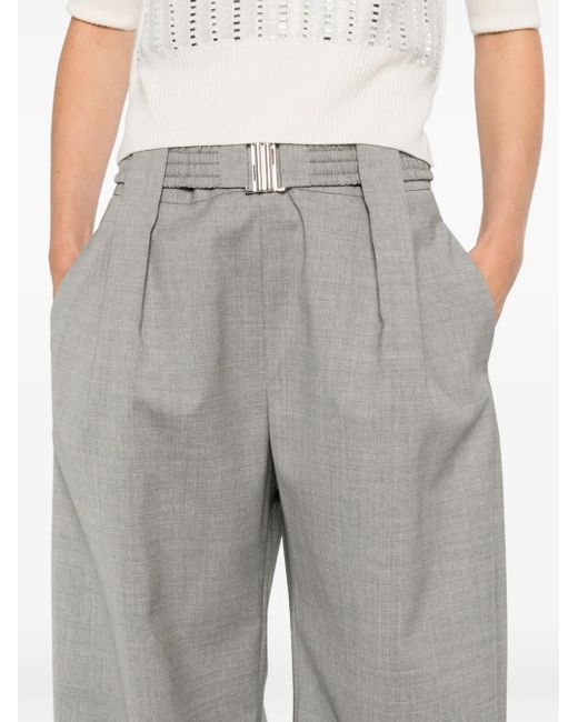 Ermanno Scervino Gray Pleated Buckle Trousers