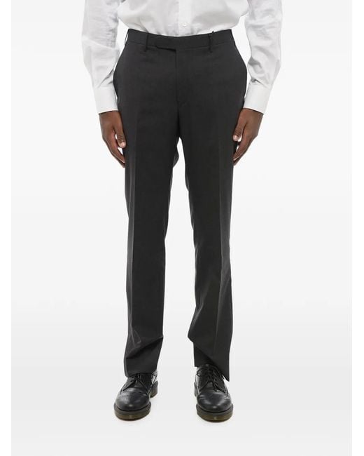 Corneliani Black Flat-Front Wool Trousers for men