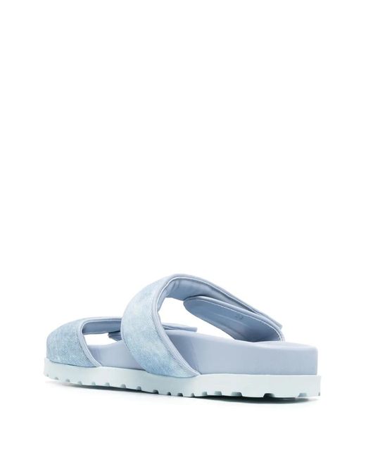 Gia Borghini Blue Touch-Strap Denim Slides